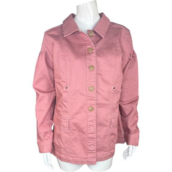 AnyBody Regular Stretch Twill Utility Jacket with Pockets Dusty Rose Small - Picture 1 of 14